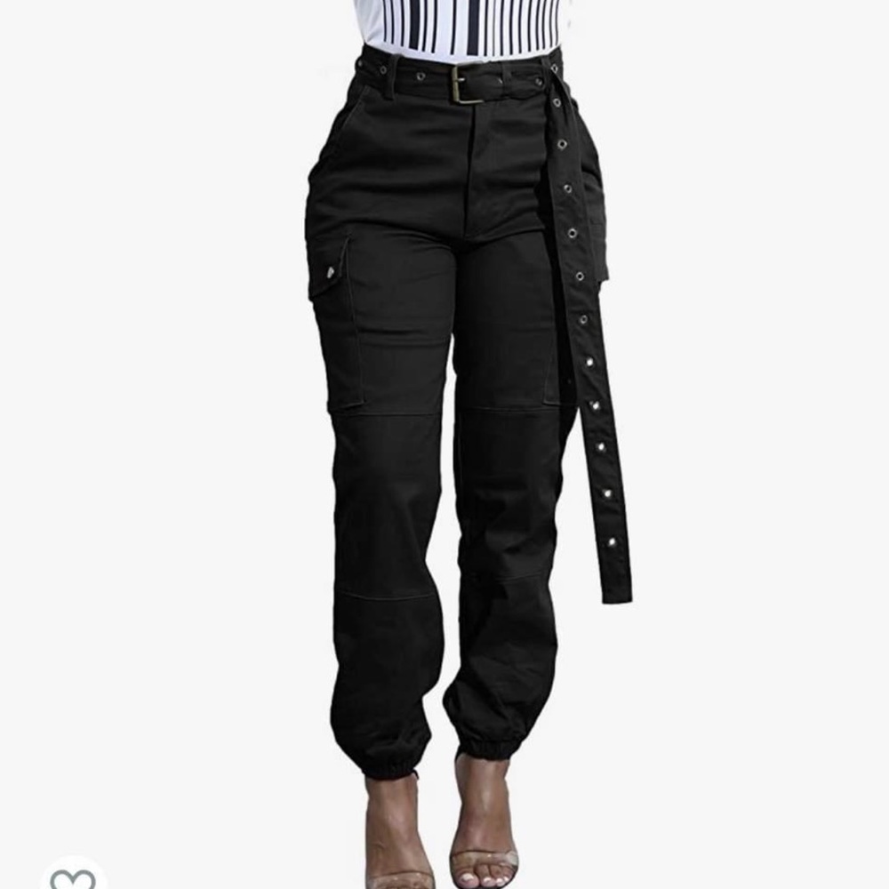 Black Joggers with belt, size S